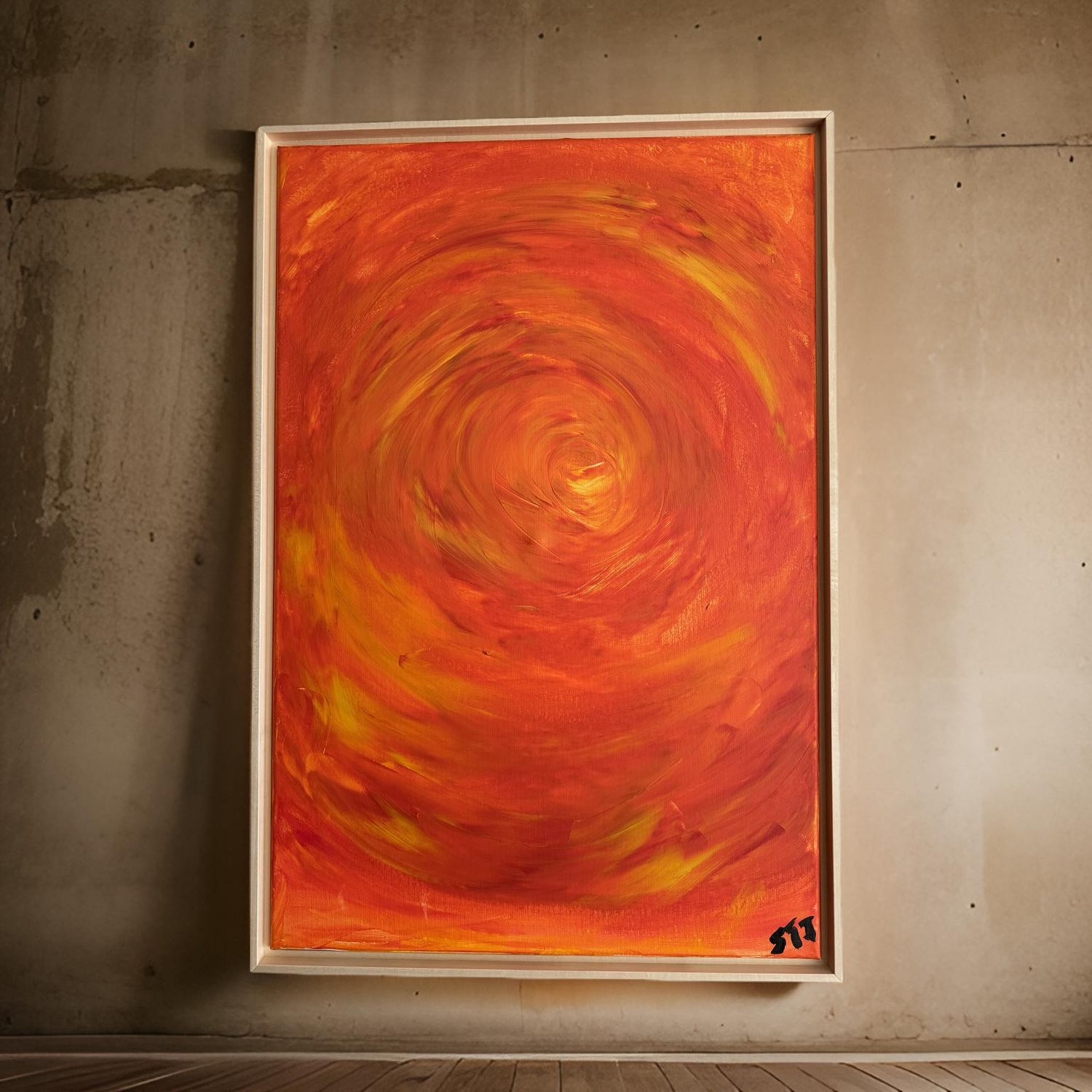 Abstract Acrylic Painting on Canvas with Vibrant Colors