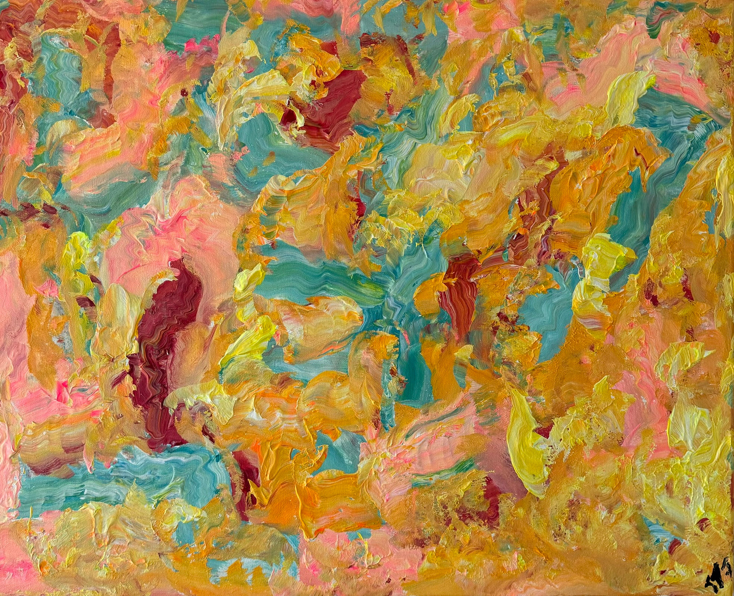 Original, Unique, Personal, Archival Quality, Creative, Calming Abstract Acrylic Painting on Canvas (30'x20'). Artist: Sartaj Ahmed Khan Mojlish (STJ)